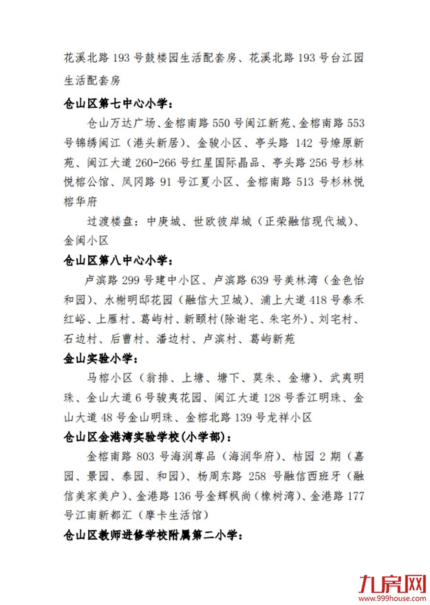 最新!仓山区2020年义务教育招生办法及小学划片范围发布!——九房网 最新!仓山区2020年义务教育招生办法及小学划片范围发布!——九房网