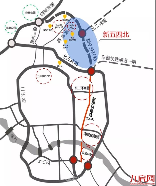 五大红盘汇聚，新五四北或成福州中央居住区？——九房网