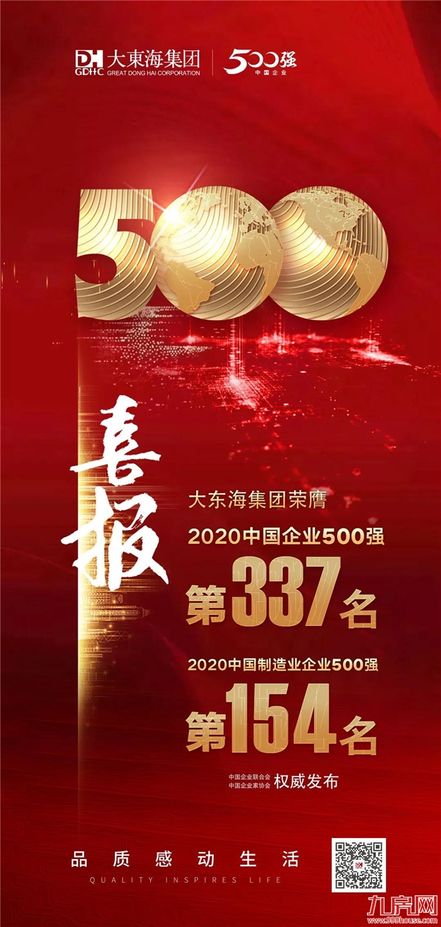 重磅发布：大东海集团荣登中国企业500强第337位——九房网