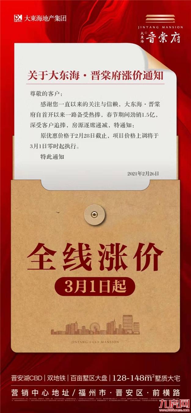 突发！同涨358%！福州多盘宣布涨价！有房一天涨60万！——九房网