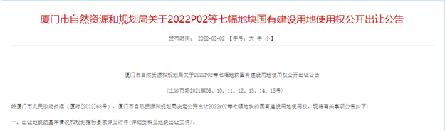 184.3亿！最高起拍价4.04万/㎡！湖滨、五缘湾等共10幅地3.24开拍！——九房网